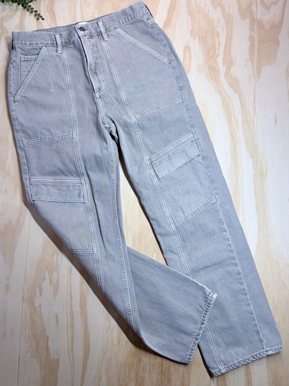 AGOLDE Cooper Cargo Pants 28 High Rise Straight Leg Utility 100% Cotton Beige - Picture 2 of 13